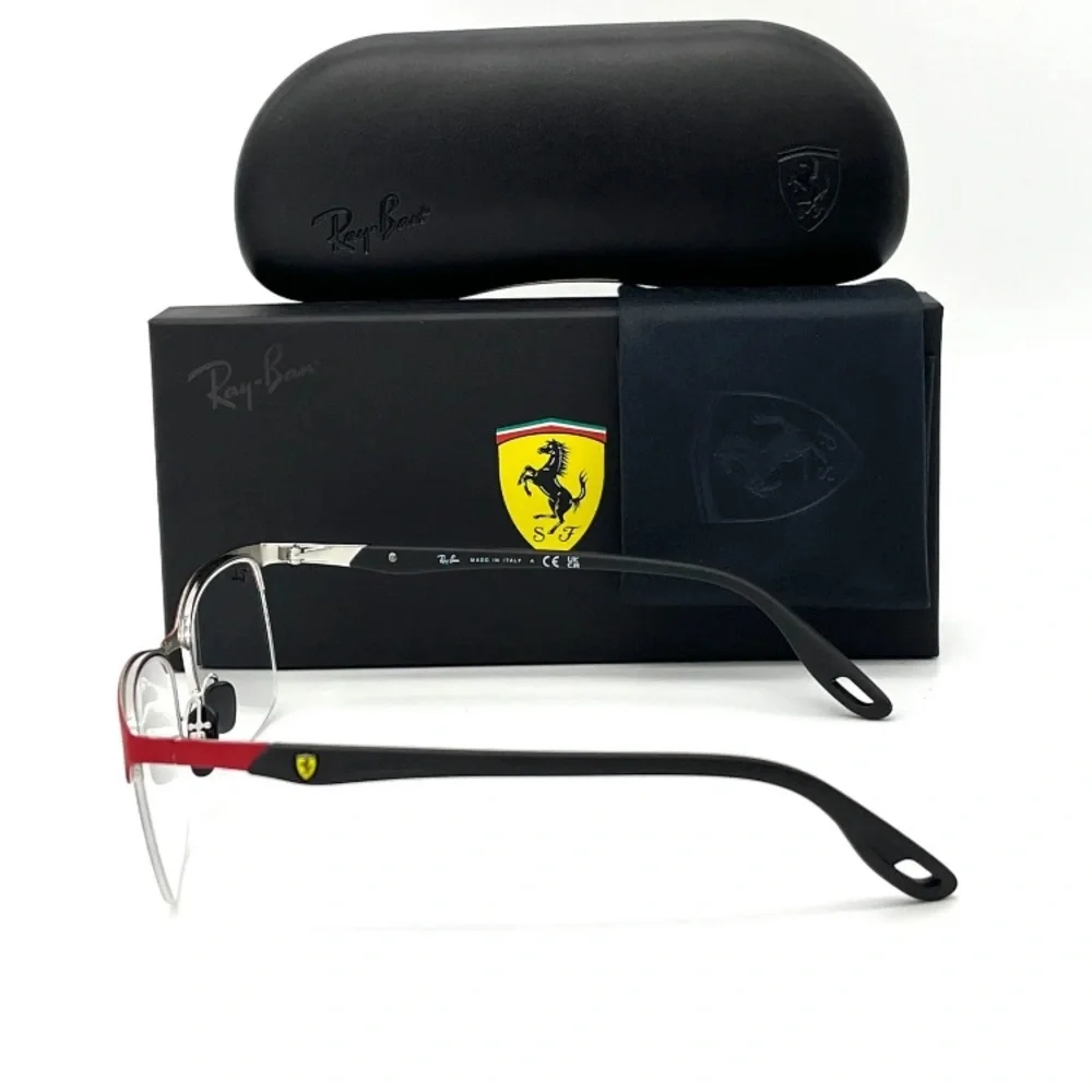 💯 - Authentic- Ray Ban FERRARI RX8416M F045 Matte Red on Silver / Demo Lens …